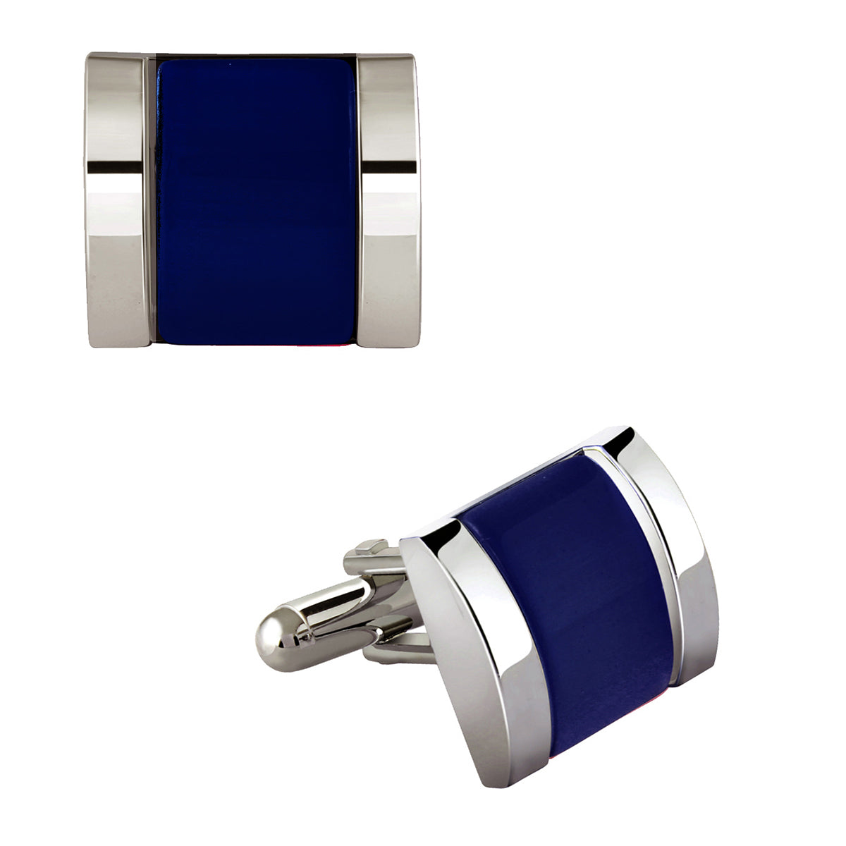 Rectangle Blue Crystal Cufflinks In Box Secondary image