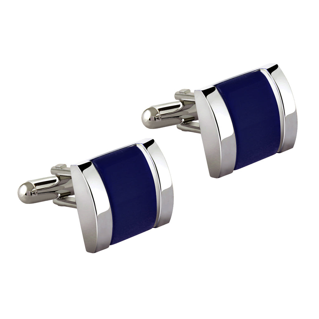 Rectangle Blue Crystal Cufflinks In Box