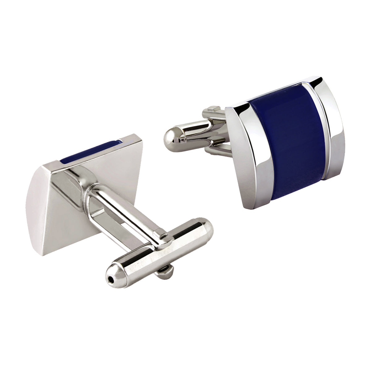 Rectangle Blue Crystal Cufflinks In Box