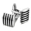 Rectangle Black Stripes Cufflinks In Box Bulk