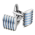 Rectangle Blue Stripes Cufflinks In Box Bulk