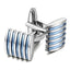 Rectangle Blue Stripes Cufflinks In Box Bulk