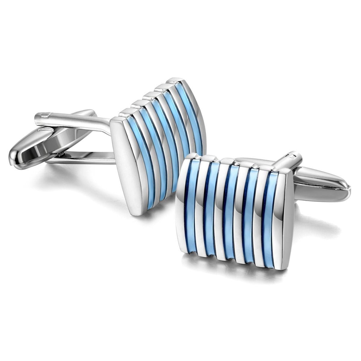 Rectangle Blue Stripes Cufflinks In Box Bulk Secondary image