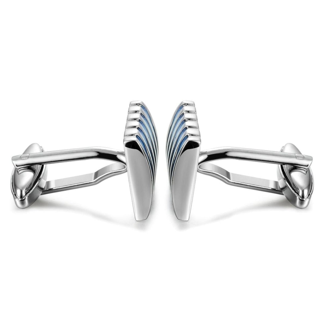 Rectangle Blue Stripes Cufflinks In Box Bulk