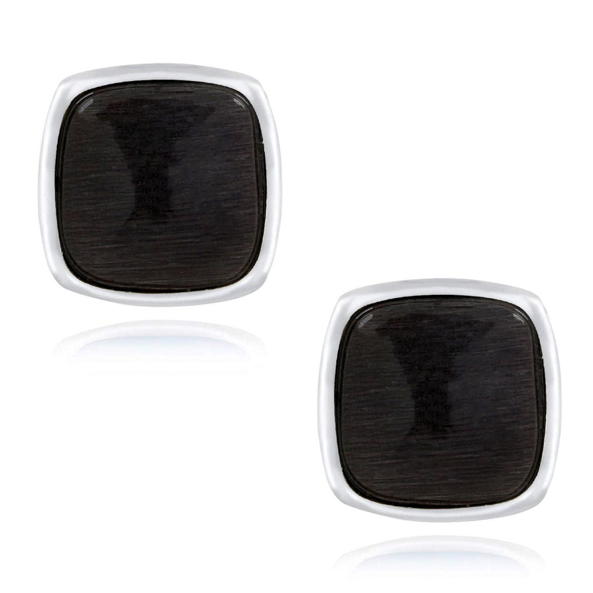 Cushion Black Crystal Cufflinks In Box Bulk Main image