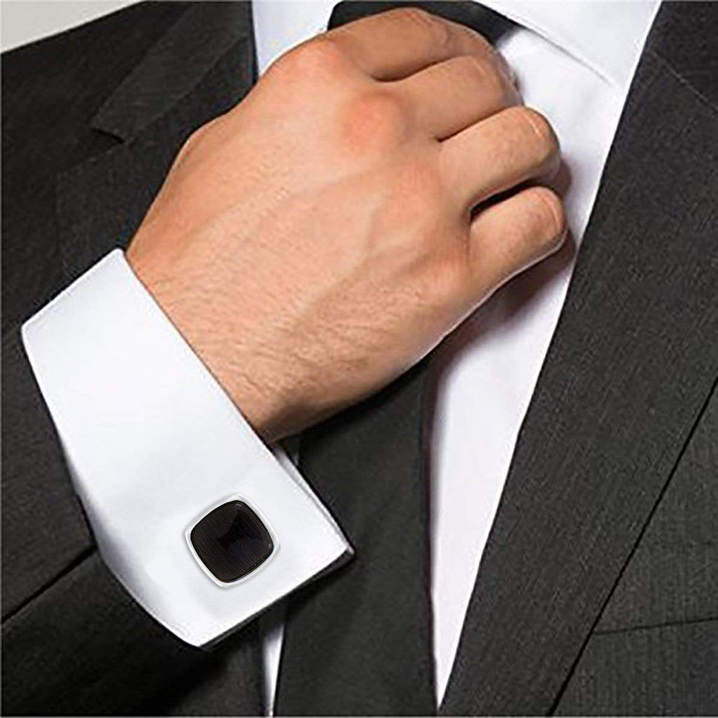 Cushion Black Crystal Cufflinks In Box Bulk