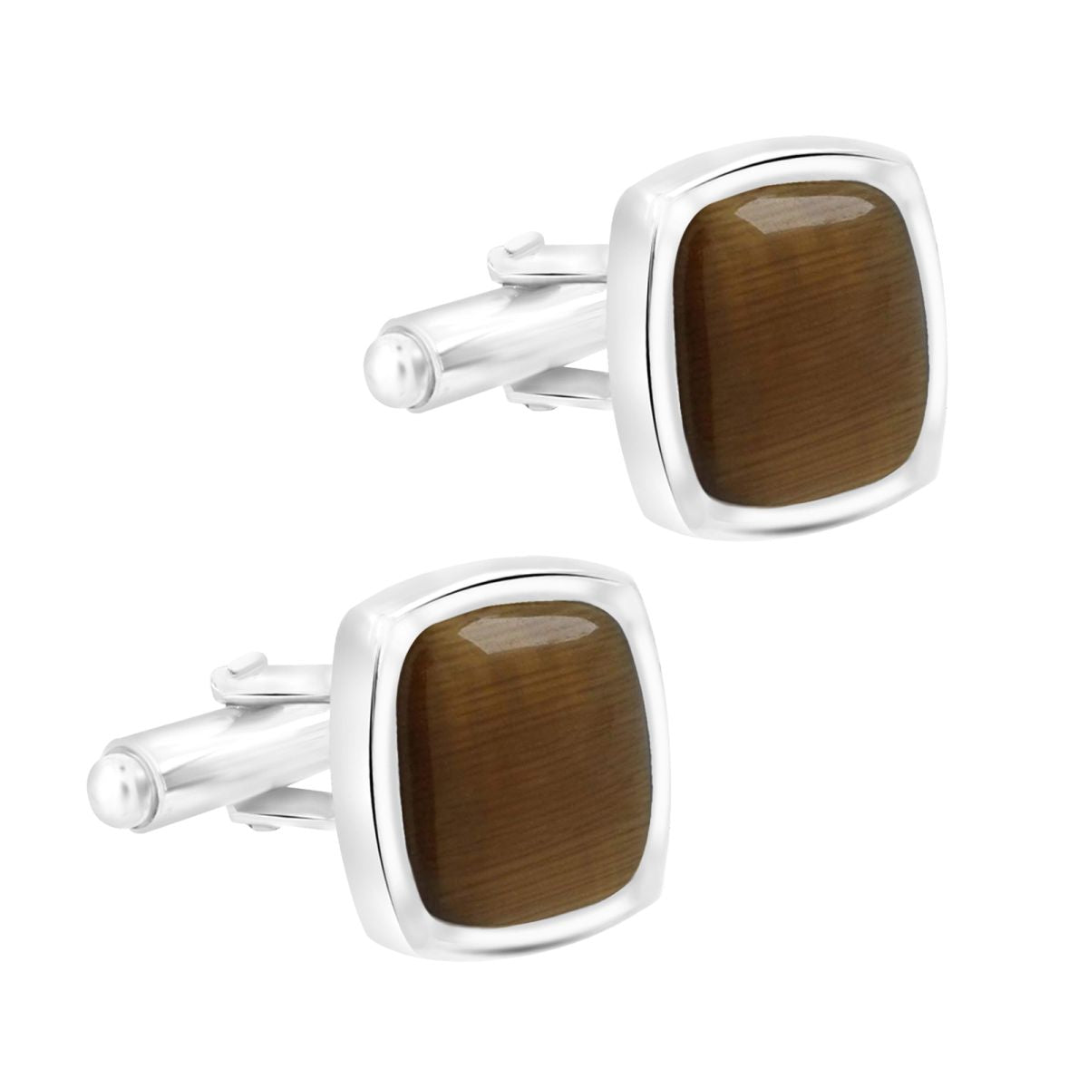 Cushion Brown Crystal Cufflinks In Box Bulk Secondary image