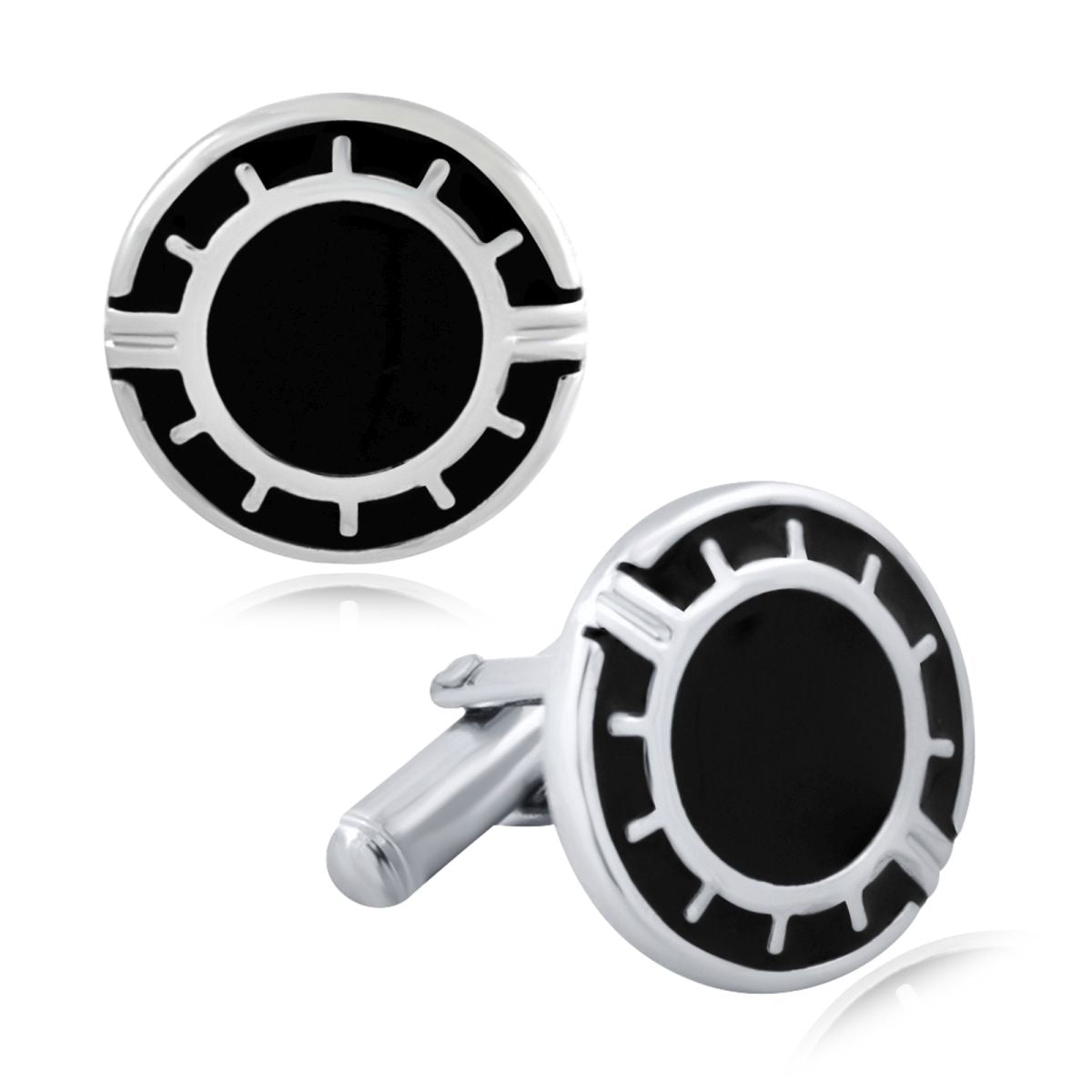 Round Black Cufflinks In Box Bulk Main image