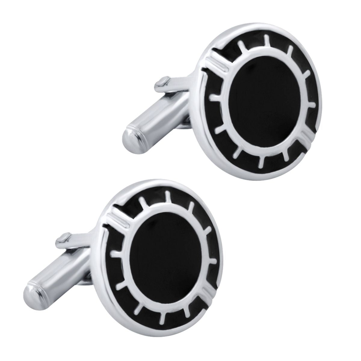 Round Black Cufflinks In Box Bulk