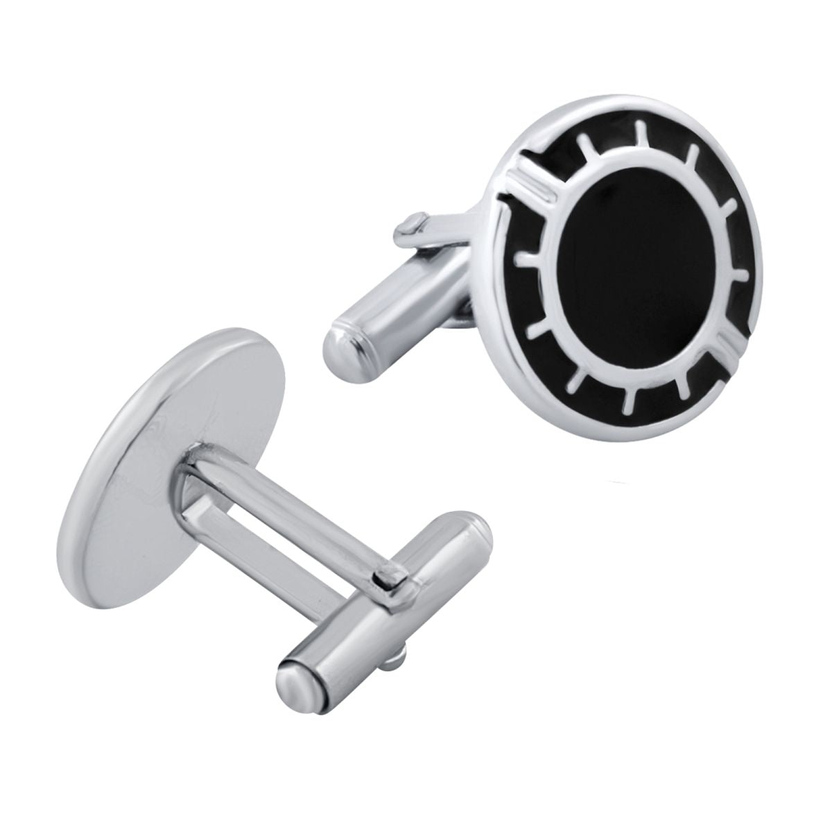 Round Black Cufflinks In Box Bulk