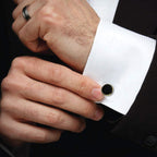 Gold Black Kurta Button Tuxedo Cufflinks In Box