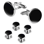 Silver Black Kurta Button Tuxedo Cufflinks In Box Bulk