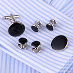 Silver Black Kurta Button Tuxedo Cufflinks In Box Bulk
