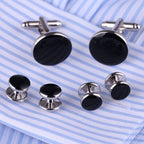 Silver Black Kurta Button Tuxedo Cufflinks In Box Bulk