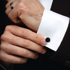 Silver Black Kurta Button Tuxedo Cufflinks In Box Bulk
