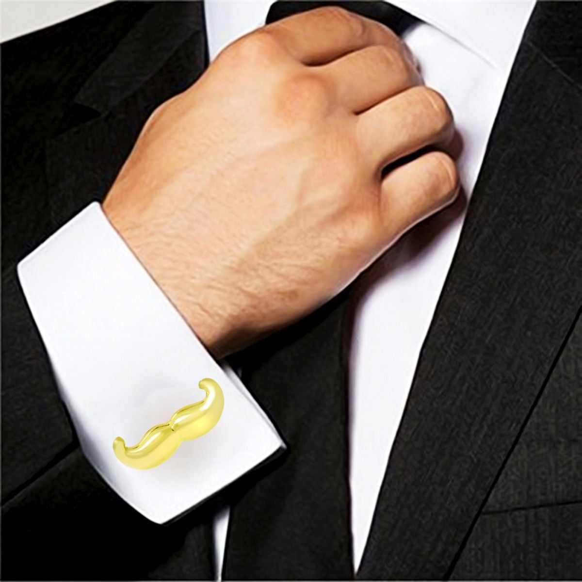 Moustache Mooch Gold Cufflinks In Box Bulk