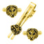 Lion Gold Oxidised Cufflinks Tie Pin Set Box Bulk