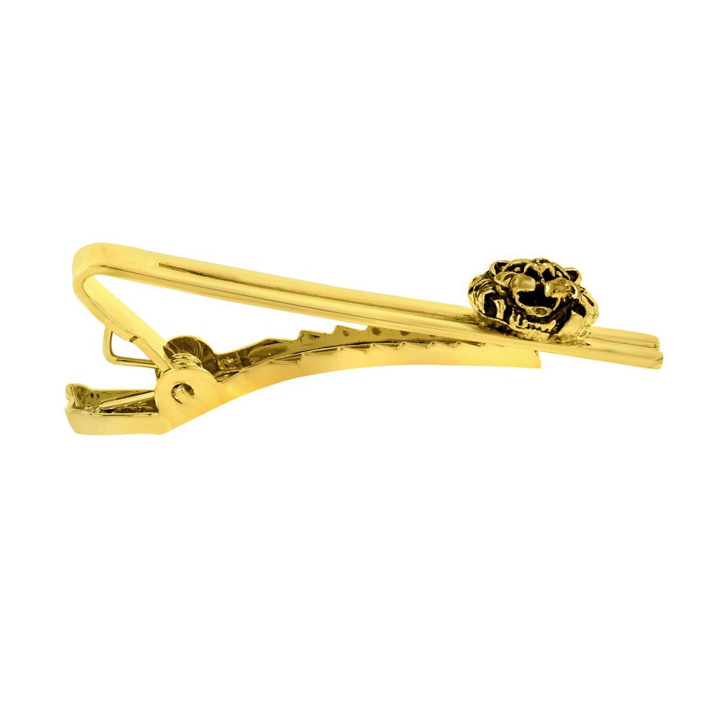 Lion Gold Oxidised Cufflinks Tie Pin Set Box Bulk