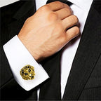 Lion Gold Oxidised Cufflinks Tie Pin Set Box Bulk
