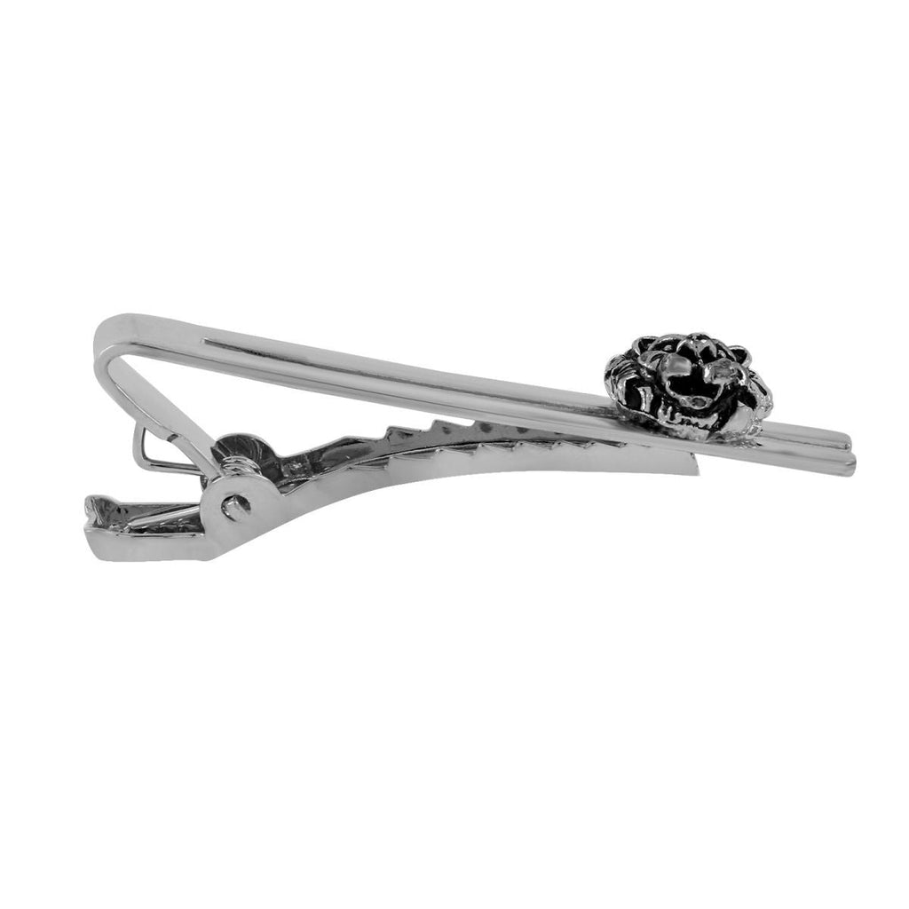 Oxidised Silver Lion Cufflinks Tie Pin Set In Box Bulk