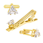 Trillion Diamond Cufflinks Tie Pin Set In Box Bulk