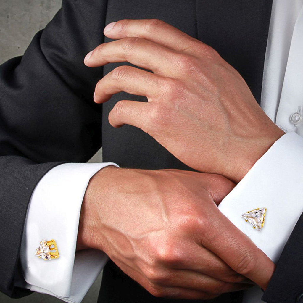 Trillion Diamond Cufflinks Tie Pin Set In Box Bulk