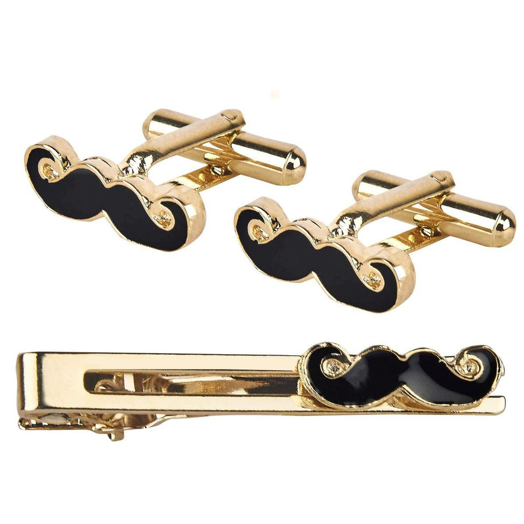 Moustache Mooch Cufflinks Tie Pin Set In Box Bulk
