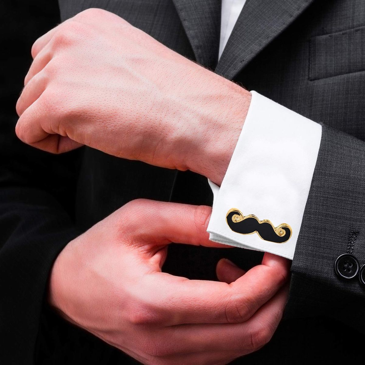 Moustache Mooch Cufflinks Tie Pin Set In Box Bulk