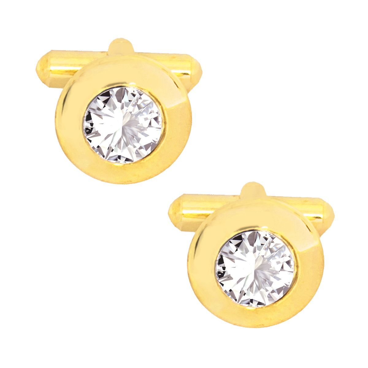 Round Diamond Gold Cufflinks Tie Pin Set In Box Bulk
