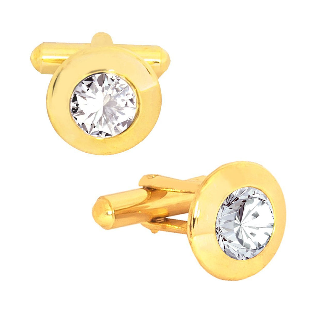 Round Diamond Gold Cufflinks Tie Pin Set In Box Bulk