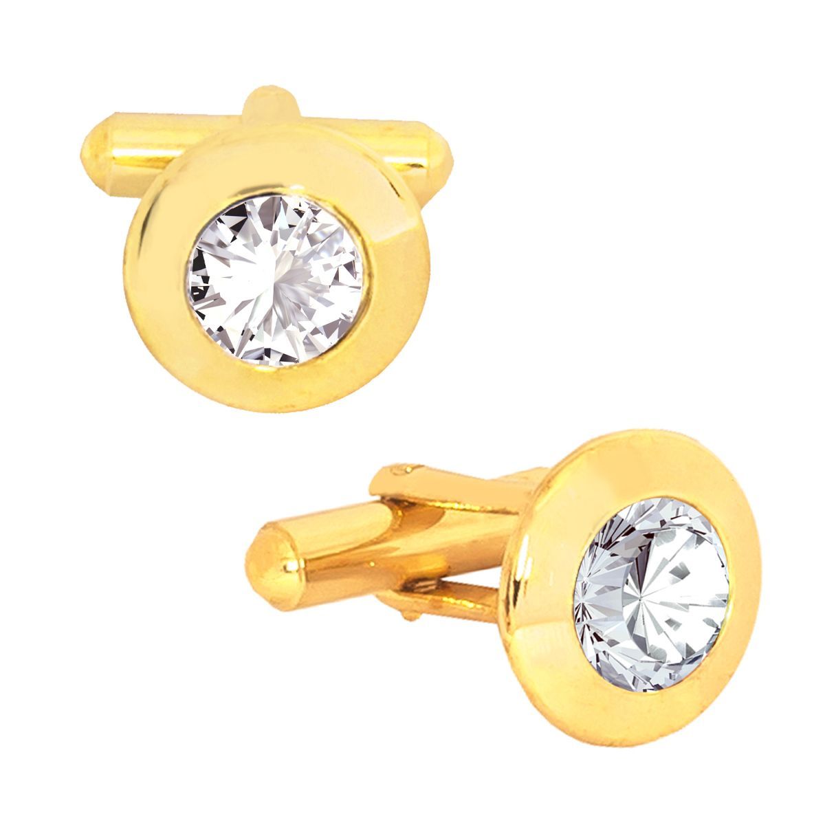 Round Diamond Gold Cufflinks Tie Pin Set In Box Bulk