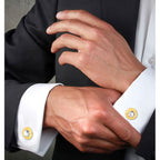 Round Diamond Gold Cufflinks Tie Pin Set In Box Bulk