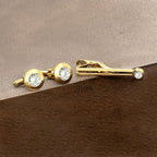 Round Diamond Gold Cufflinks Tie Pin Set In Box Bulk