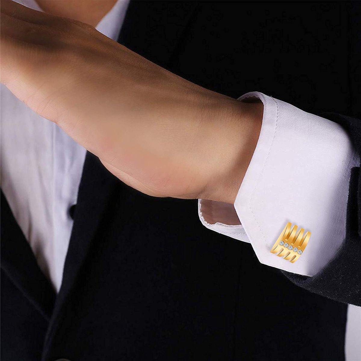 Gold Diamond Cufflinks Tie Pin Set In Box Bulk