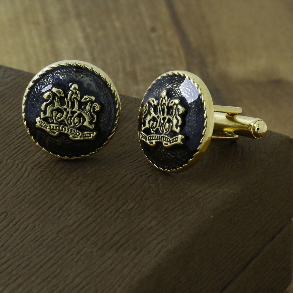 Royal Black Gold Cufflinks In Box Bulk