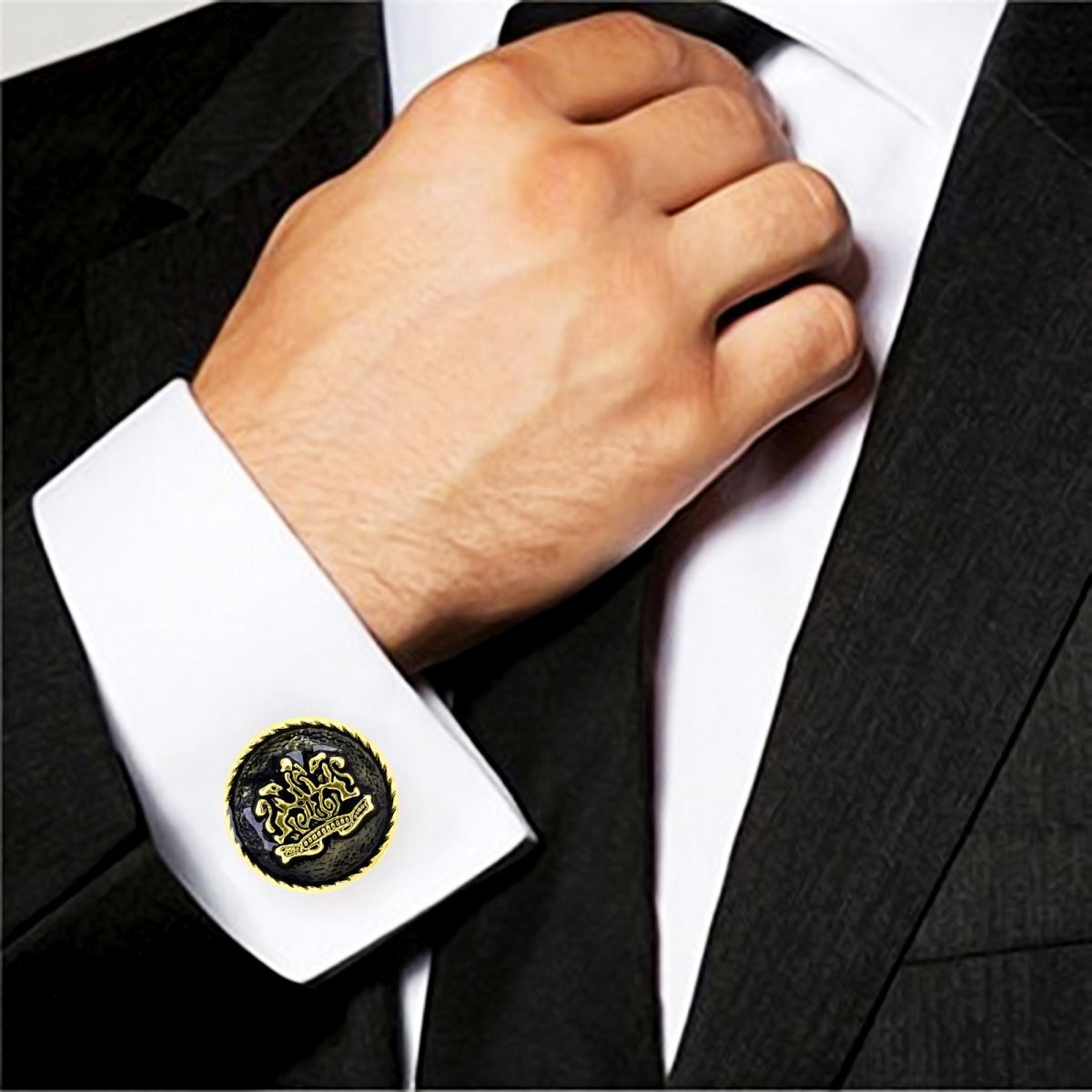 Royal Black Gold Cufflinks In Box Bulk