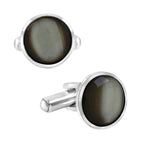 Round Black Crystal Cufflinks In Box Bulk