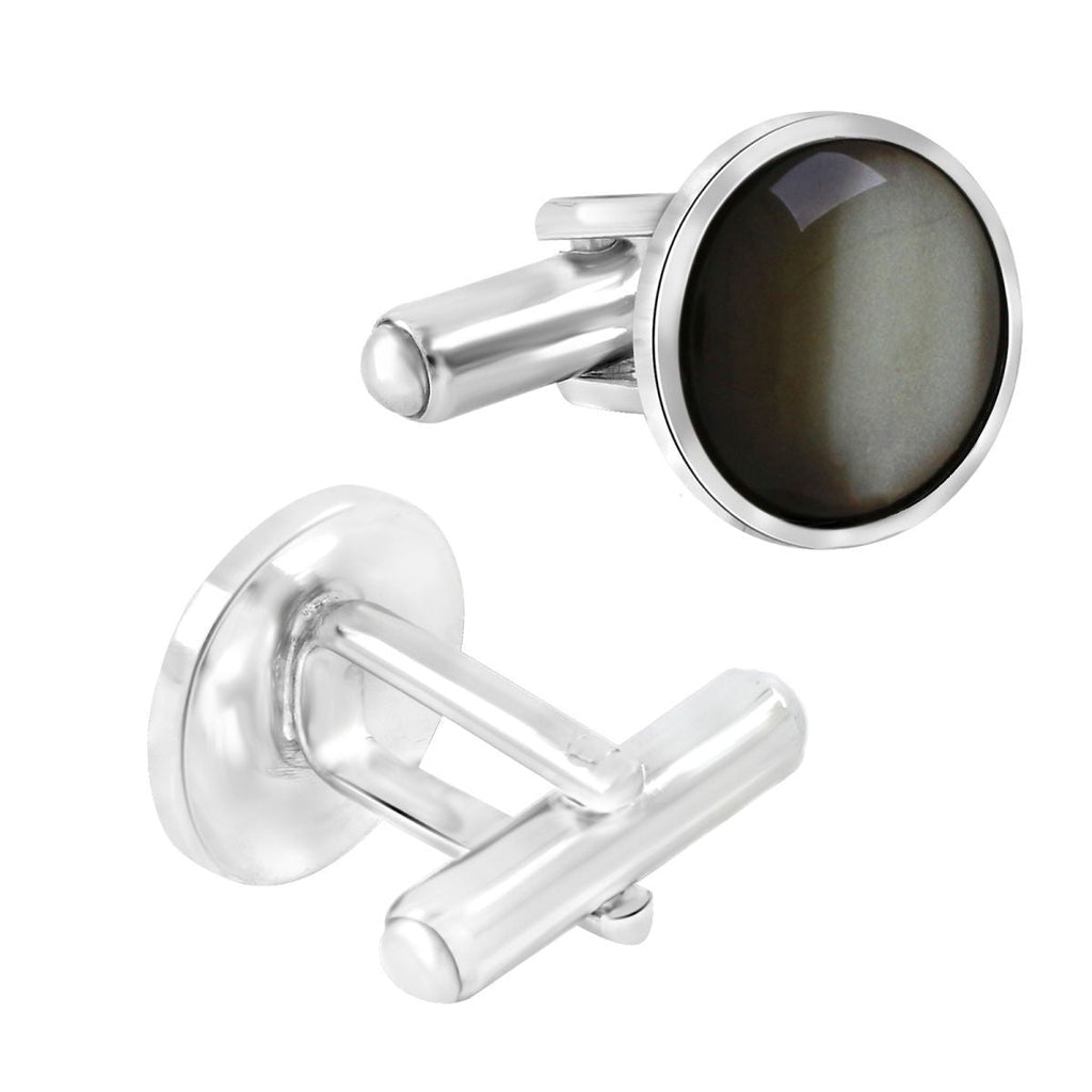 Round Black Crystal Cufflinks In Box Bulk