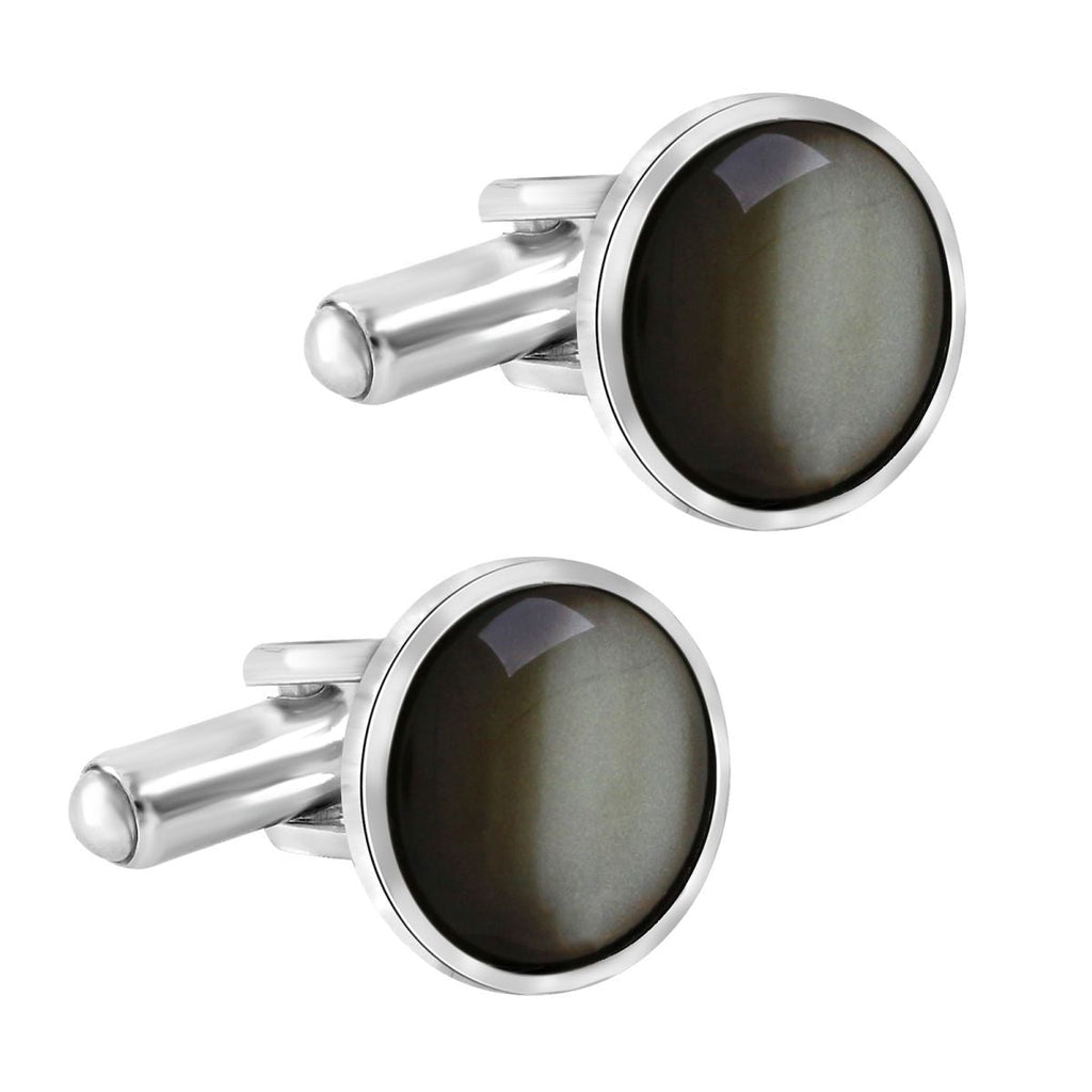 Round Black Crystal Cufflinks In Box Bulk