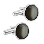 Round Black Crystal Cufflinks In Box Bulk