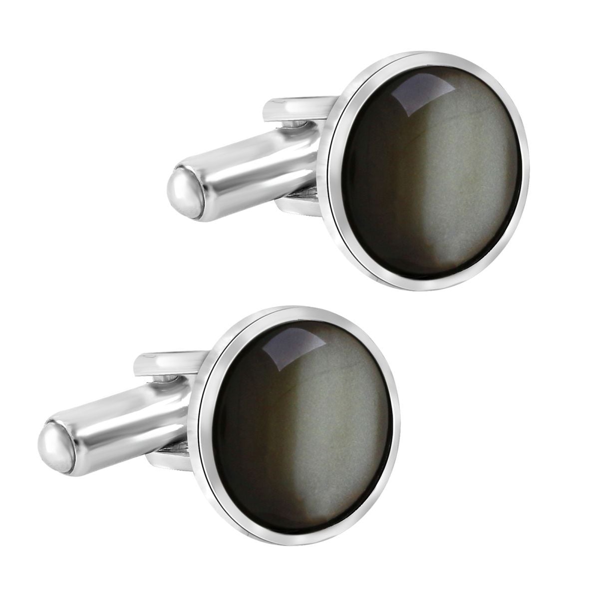 Round Black Crystal Cufflinks In Box Bulk