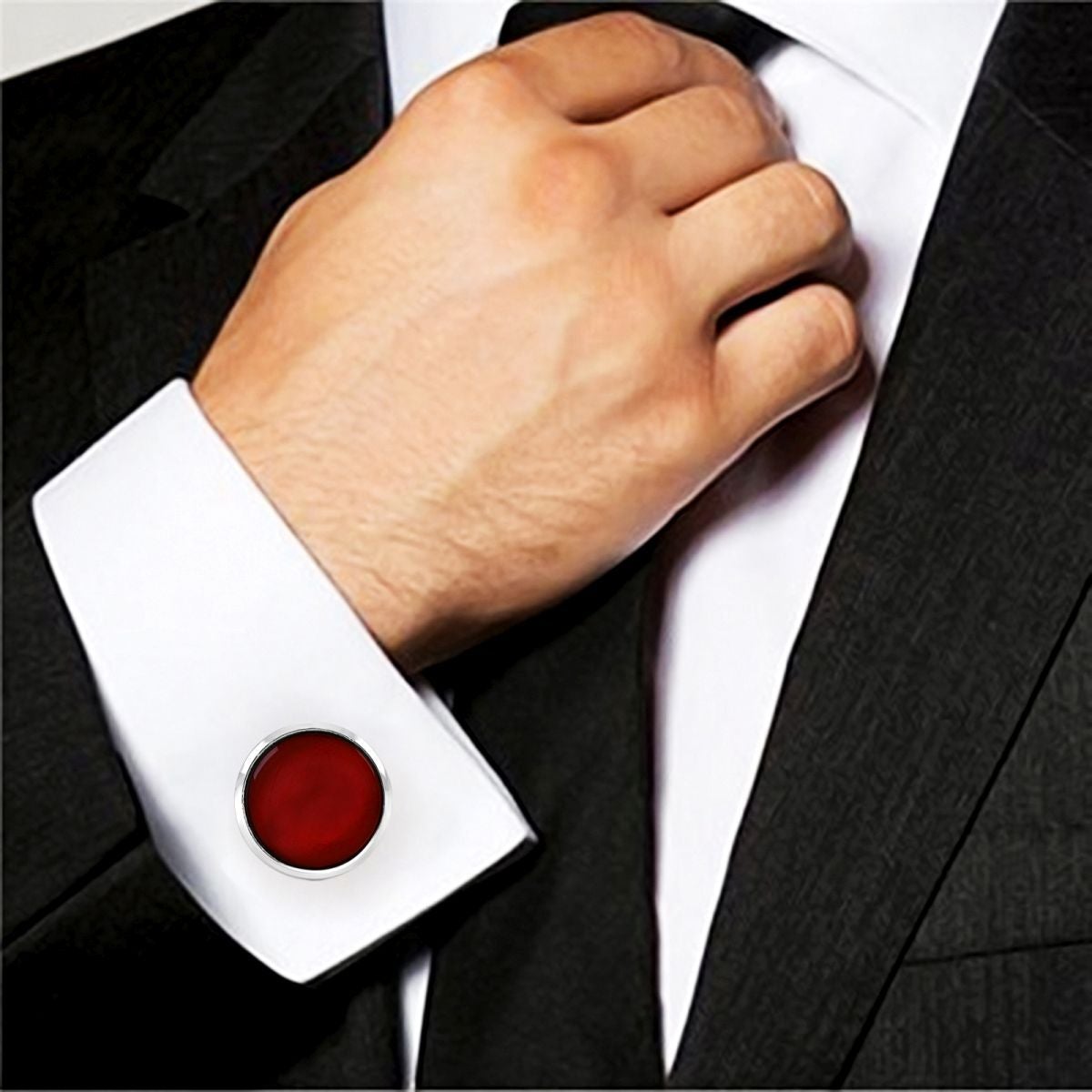 Round Red Crystal Cufflinks In Box Bulk