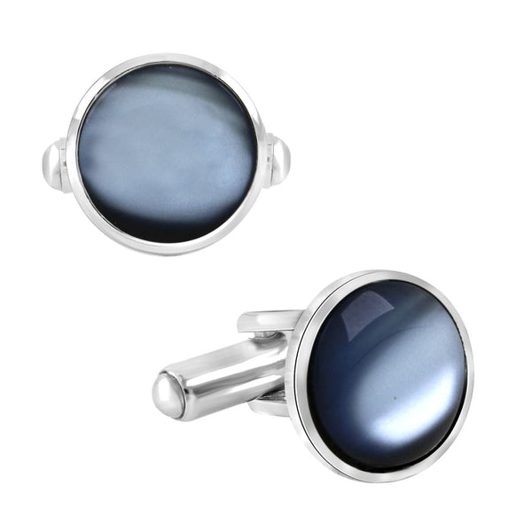 Round Blue Crystal Cufflinks In Box Bulk Main image