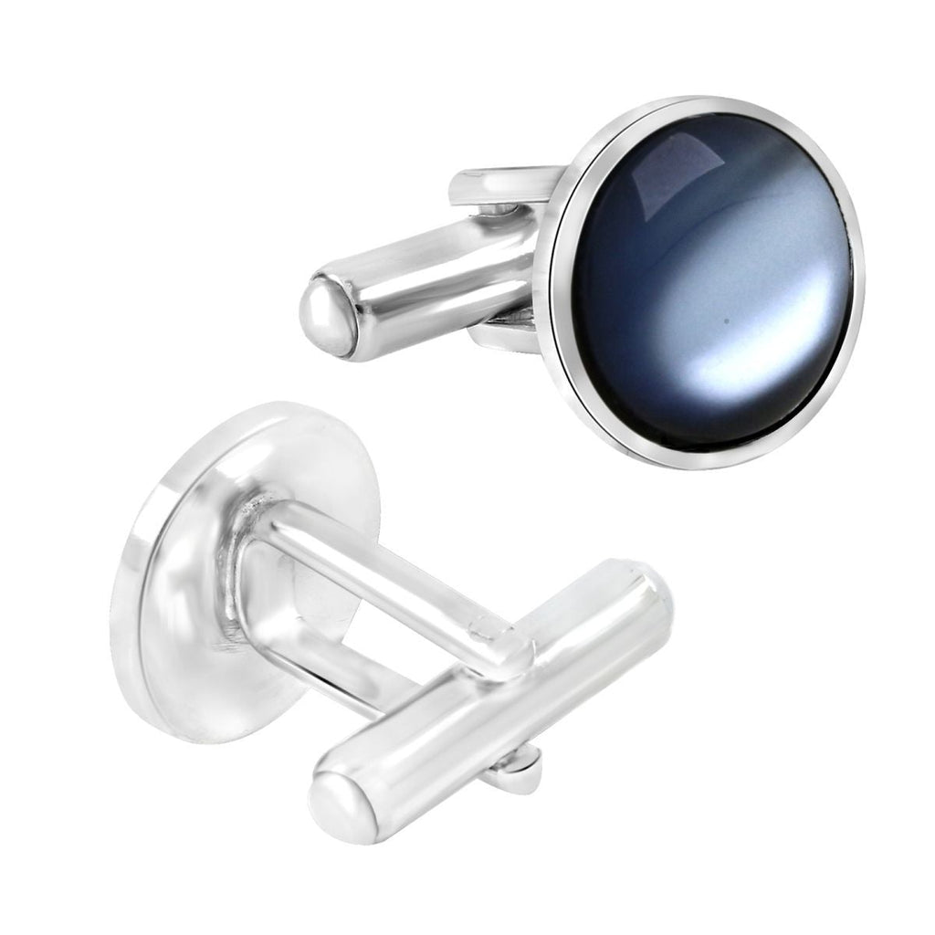 Round Blue Crystal Cufflinks In Box Bulk