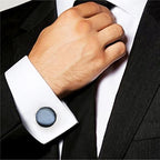 Round Blue Crystal Cufflinks In Box Bulk