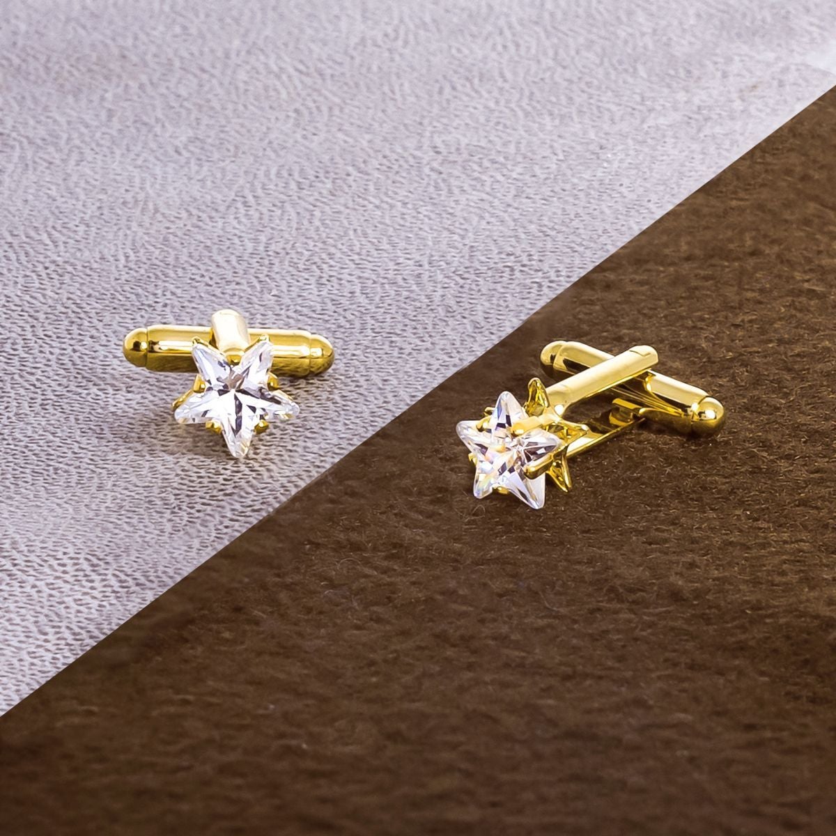 Star Gold Diamond Cufflinks In Box Bulk Main image