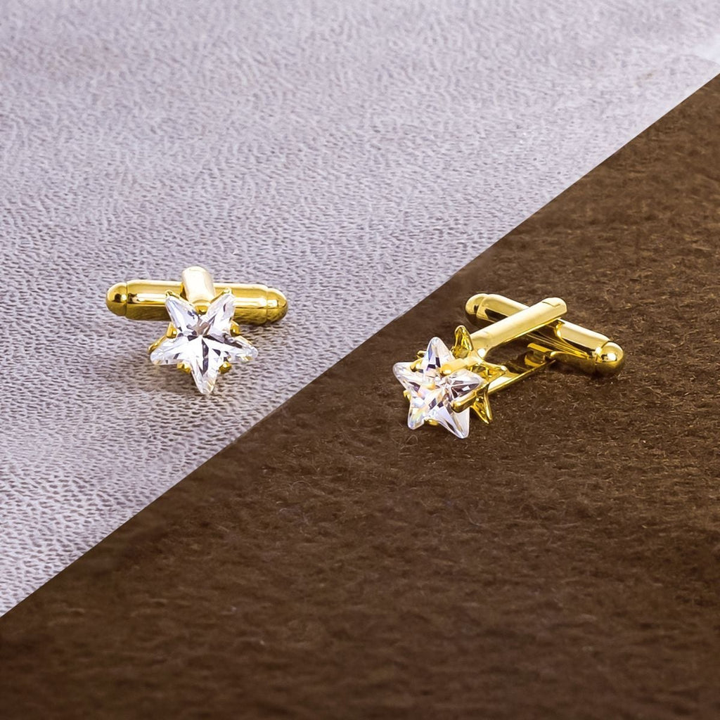 Star Gold Diamond Cufflinks In Box Bulk