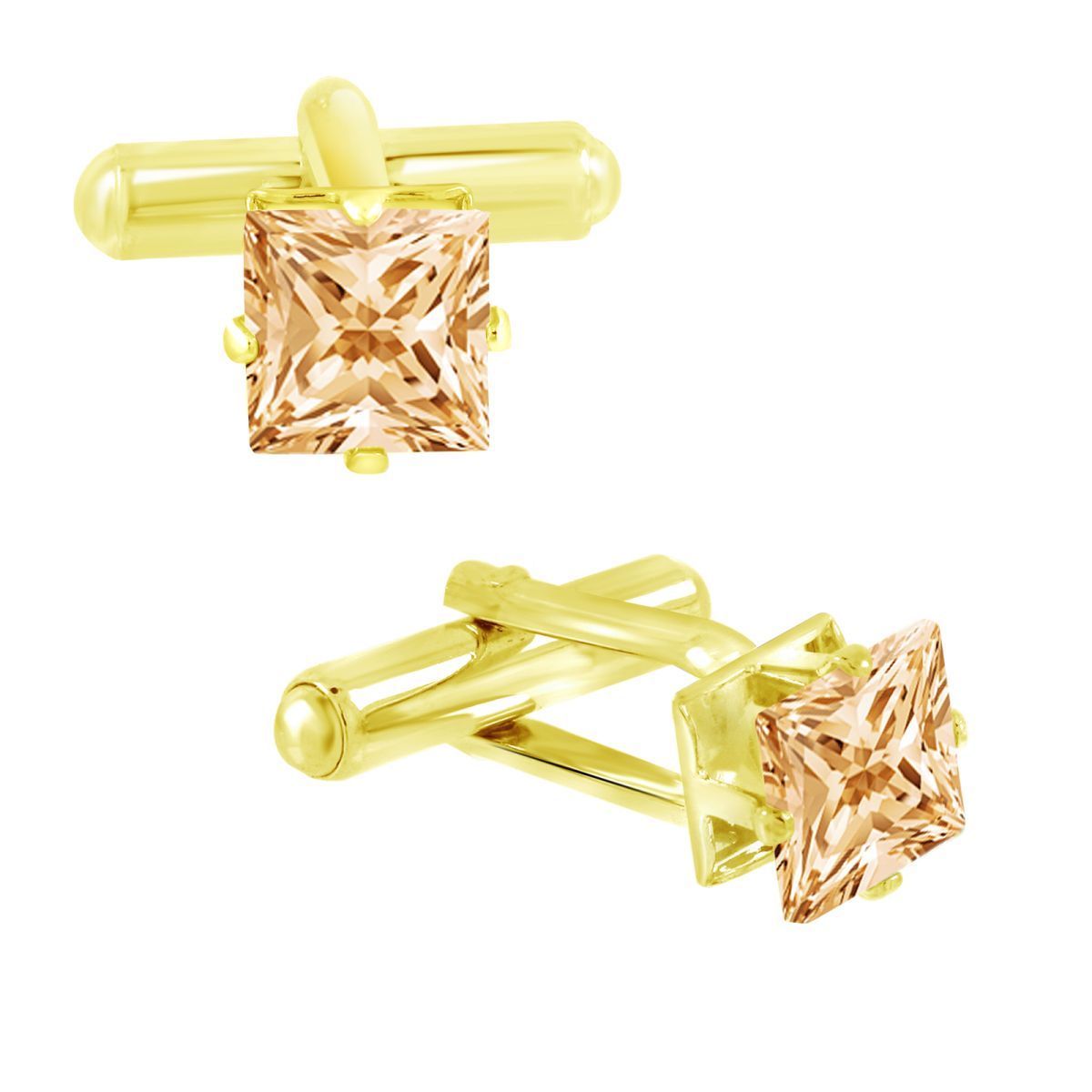 Square Brown Crystal Cufflinks In Box Bulk Main image