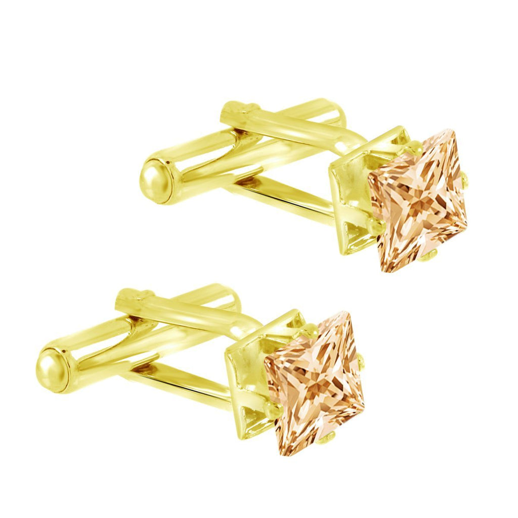 Square Brown Crystal Cufflinks In Box Bulk