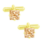 Square Brown Crystal Cufflinks In Box Bulk